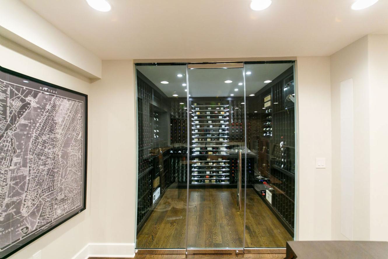 Custom wine cellar glass doors Miami restaurant home